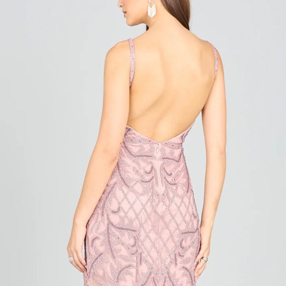 LARA Deep V-Neck Beaded Dress - Picture 2 of 3